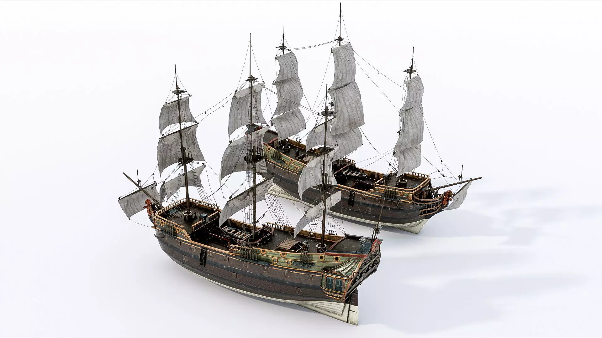 Pirate ship Low-poly 3D model_11