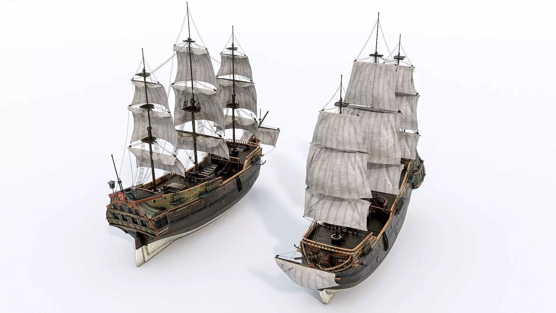Pirate ship Low-poly 3D model_13