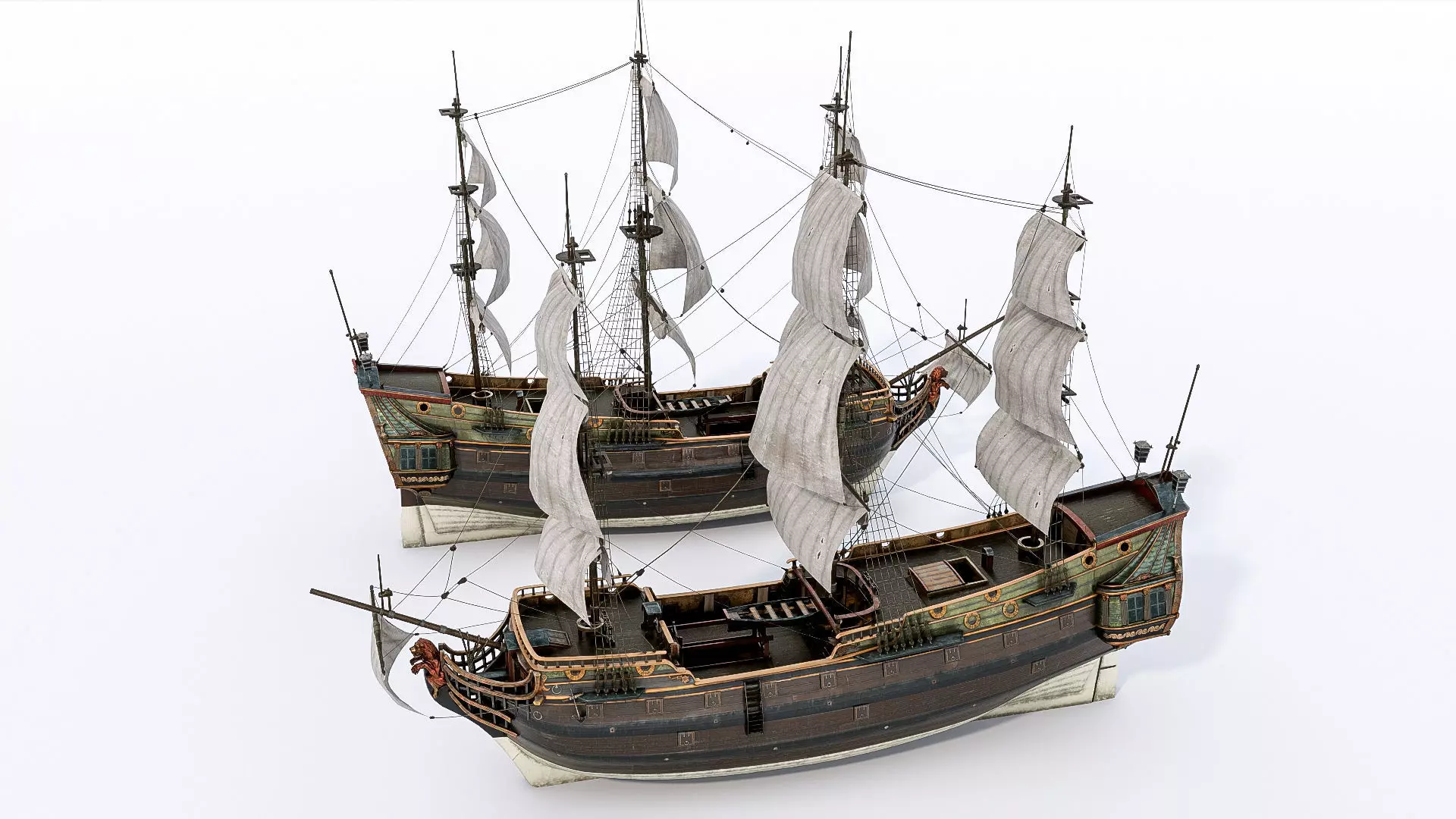 Pirate ship Low-poly 3D model_12