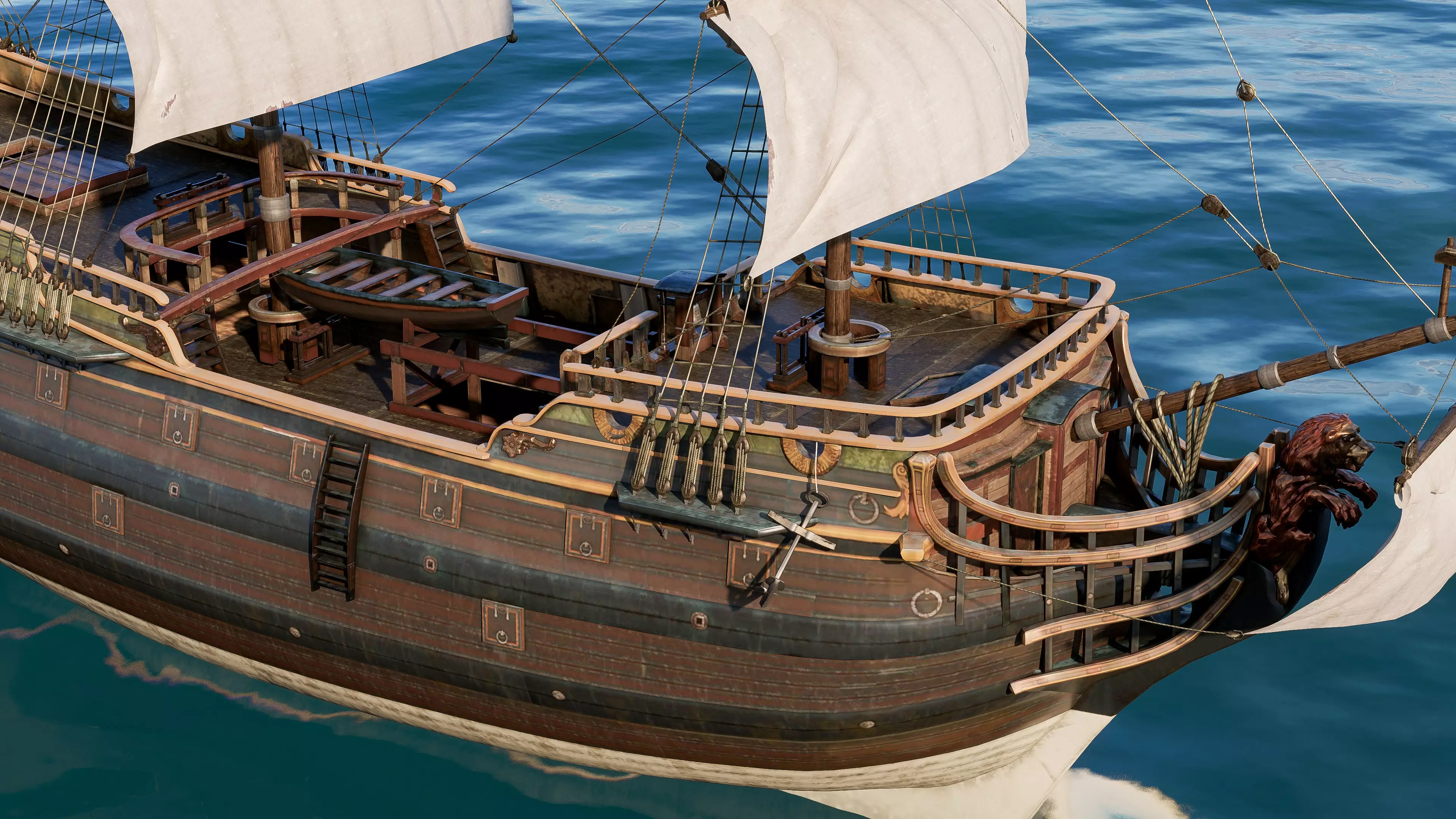 Pirate ship Low-poly 3D model_6