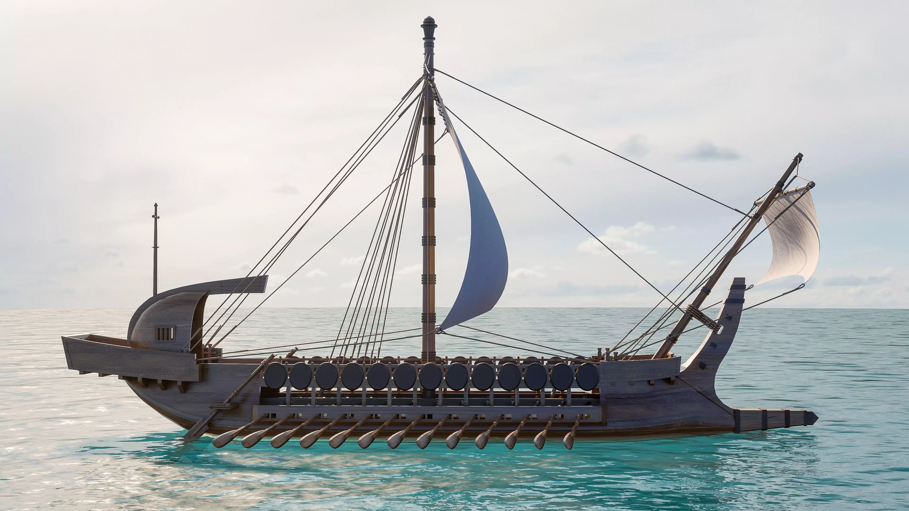 Sailboat 1 Low-poly 3D model_13