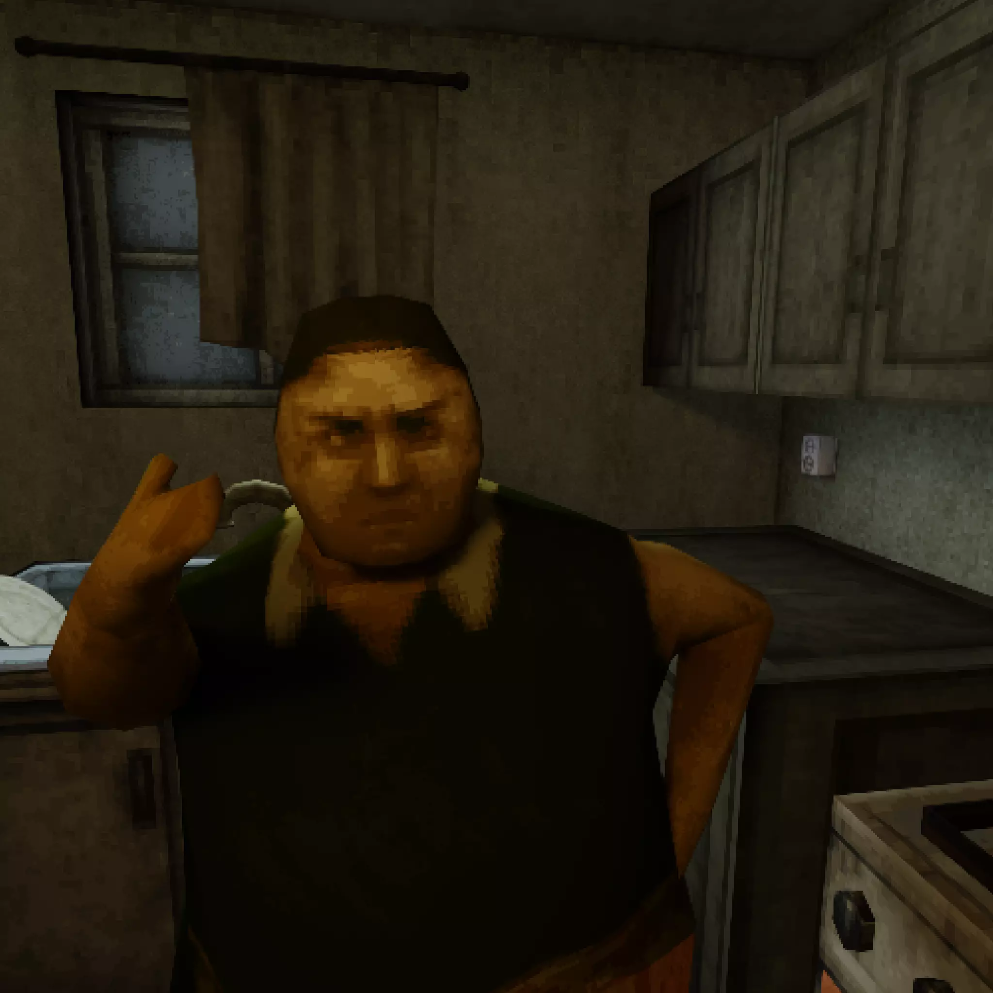 Low Poly PS1 Retro Horror Kitchen Scene FBX OBJ GLB Low-poly 3D model_7