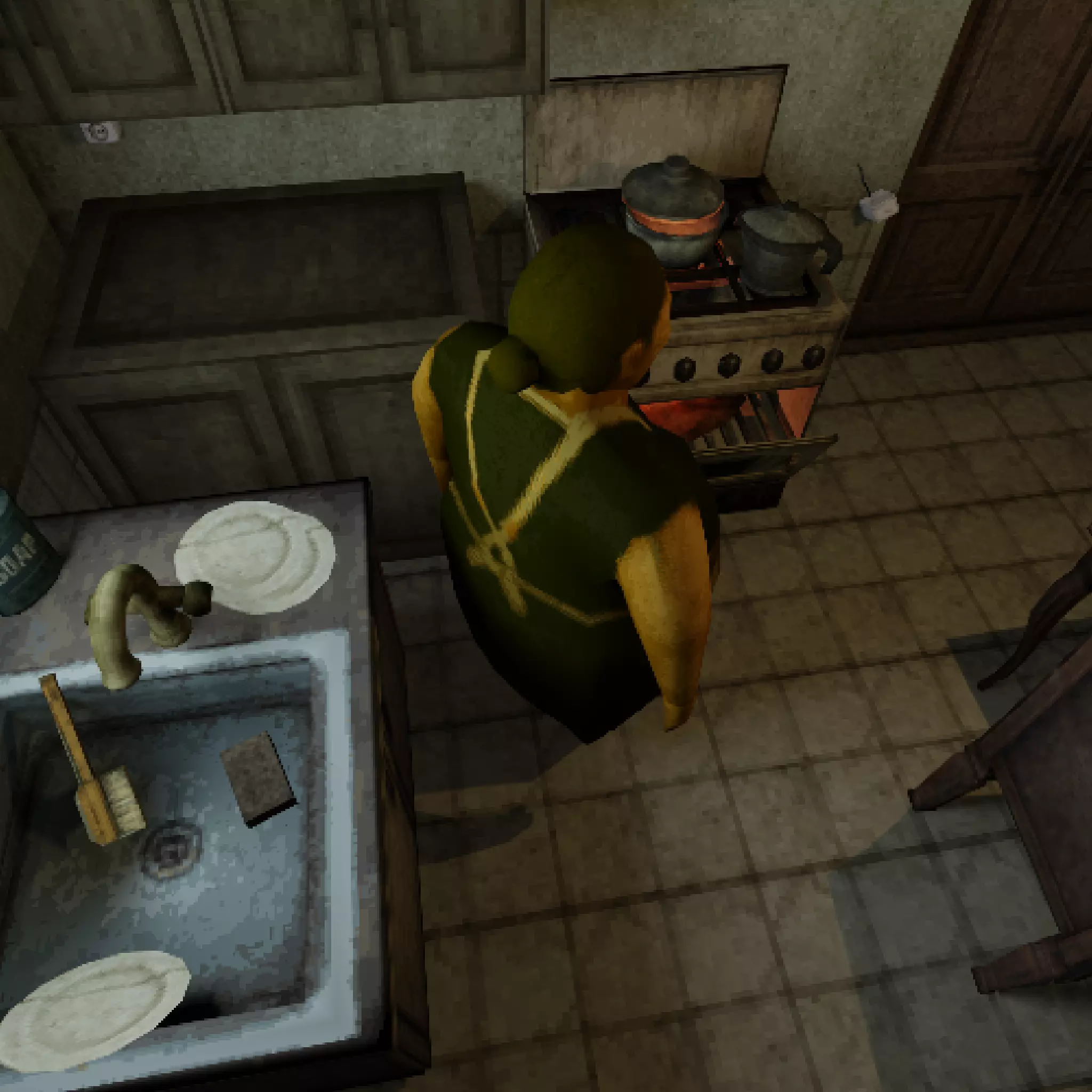Low Poly PS1 Retro Horror Kitchen Scene FBX OBJ GLB Low-poly 3D model_3