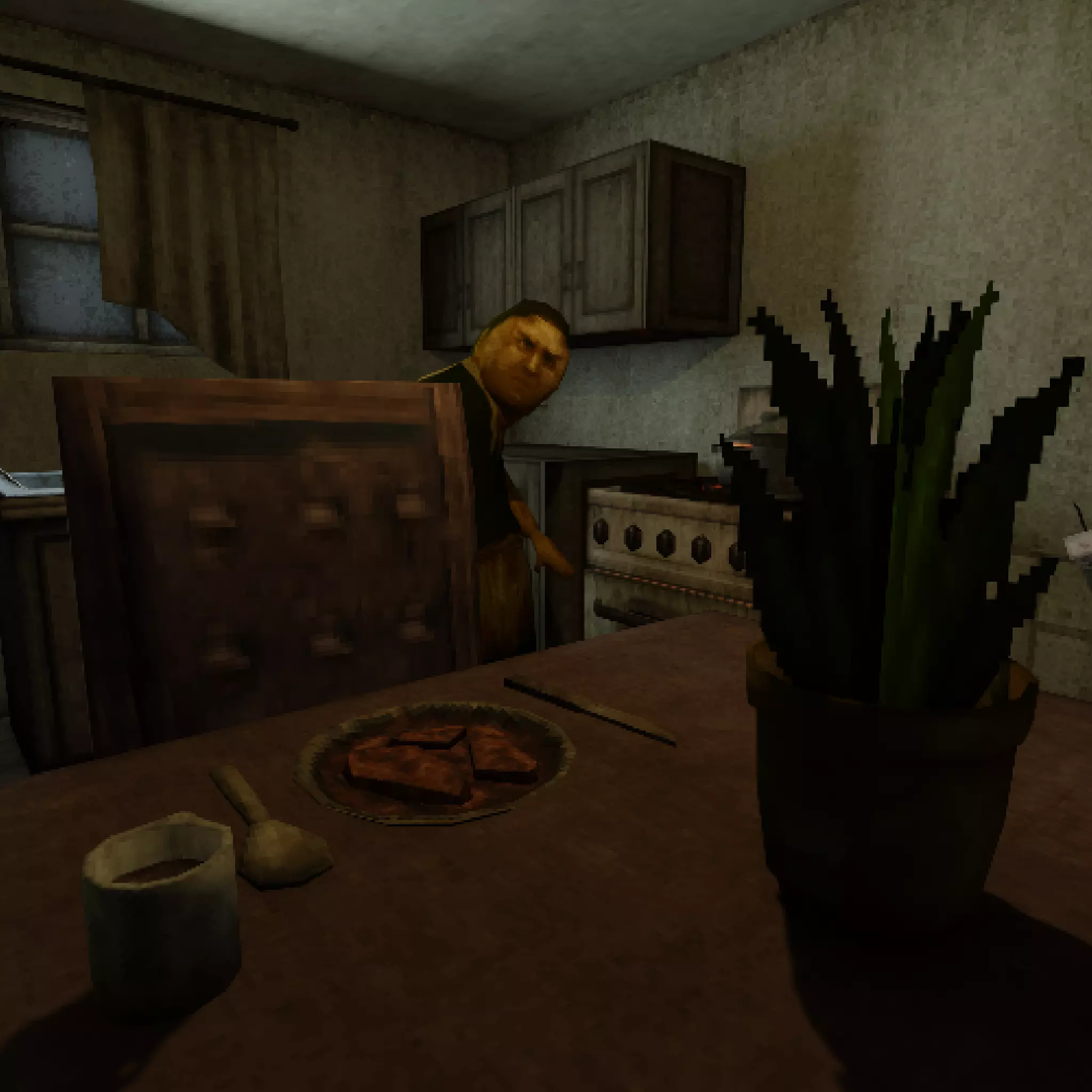 Low Poly PS1 Retro Horror Kitchen Scene FBX OBJ GLB Low-poly 3D model_2