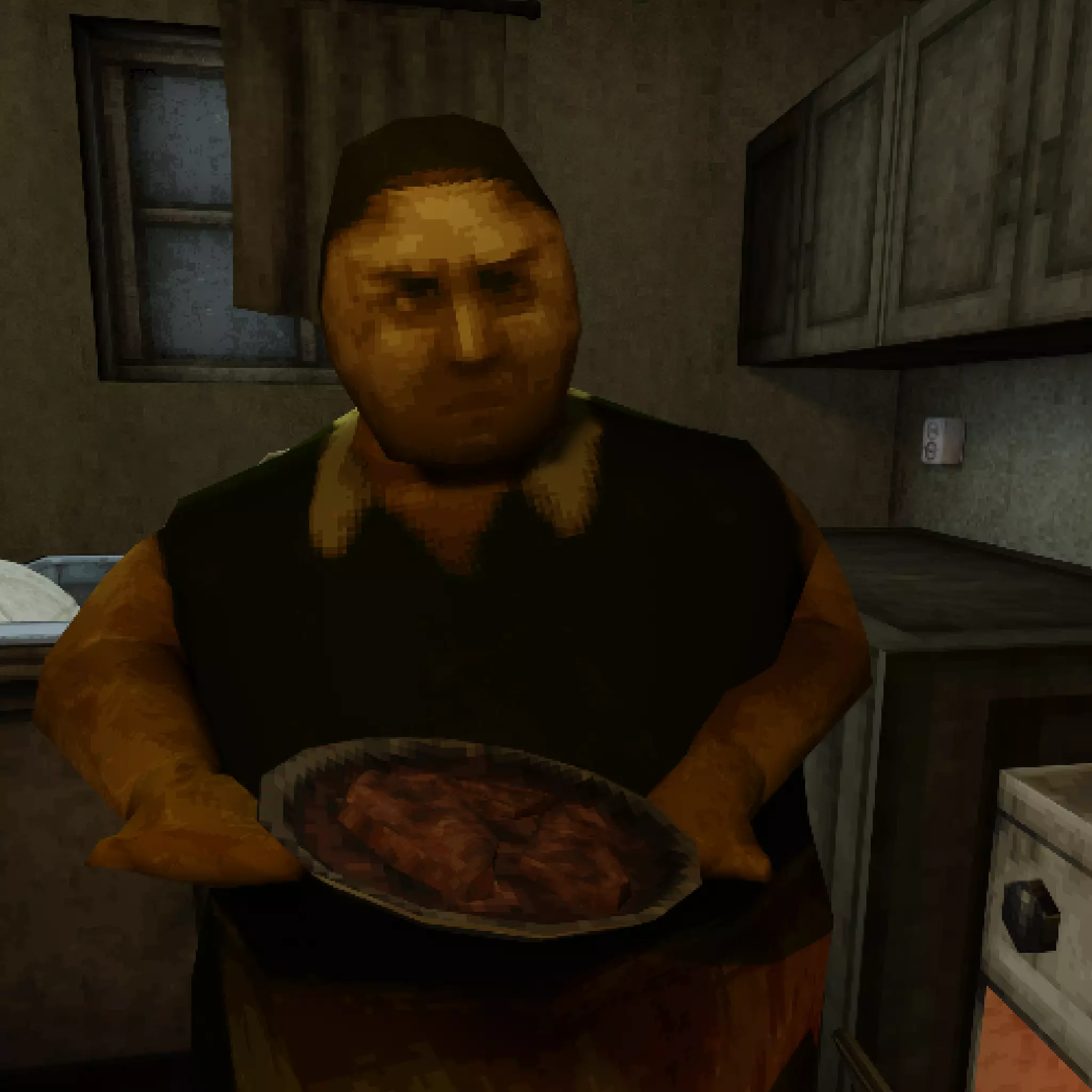 Low Poly PS1 Retro Horror Kitchen Scene FBX OBJ GLB Low-poly 3D model_9