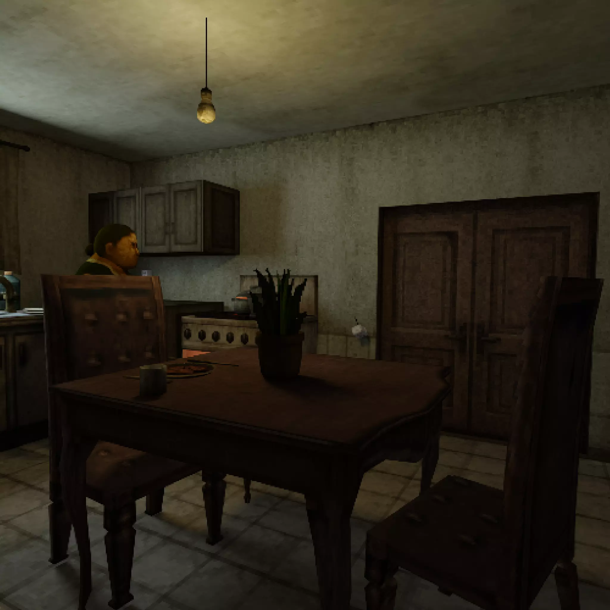 Low Poly PS1 Retro Horror Kitchen Scene FBX OBJ GLB Low-poly 3D model_4