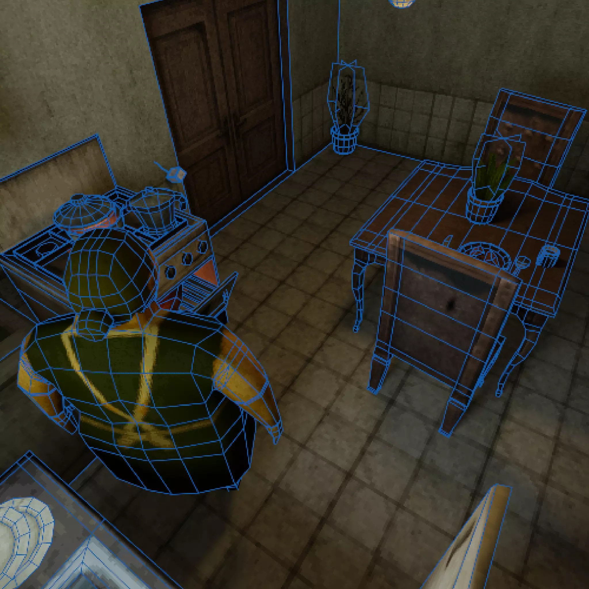 Low Poly PS1 Retro Horror Kitchen Scene FBX OBJ GLB Low-poly 3D model_11