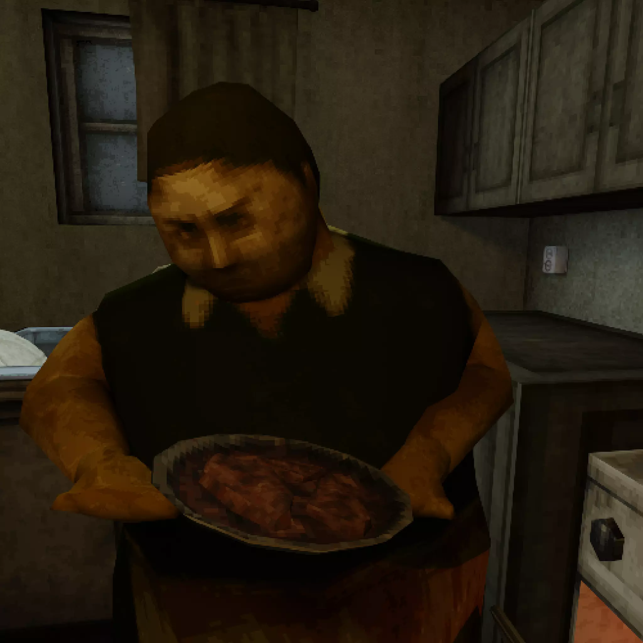 Low Poly PS1 Retro Horror Kitchen Scene FBX OBJ GLB Low-poly 3D model_8