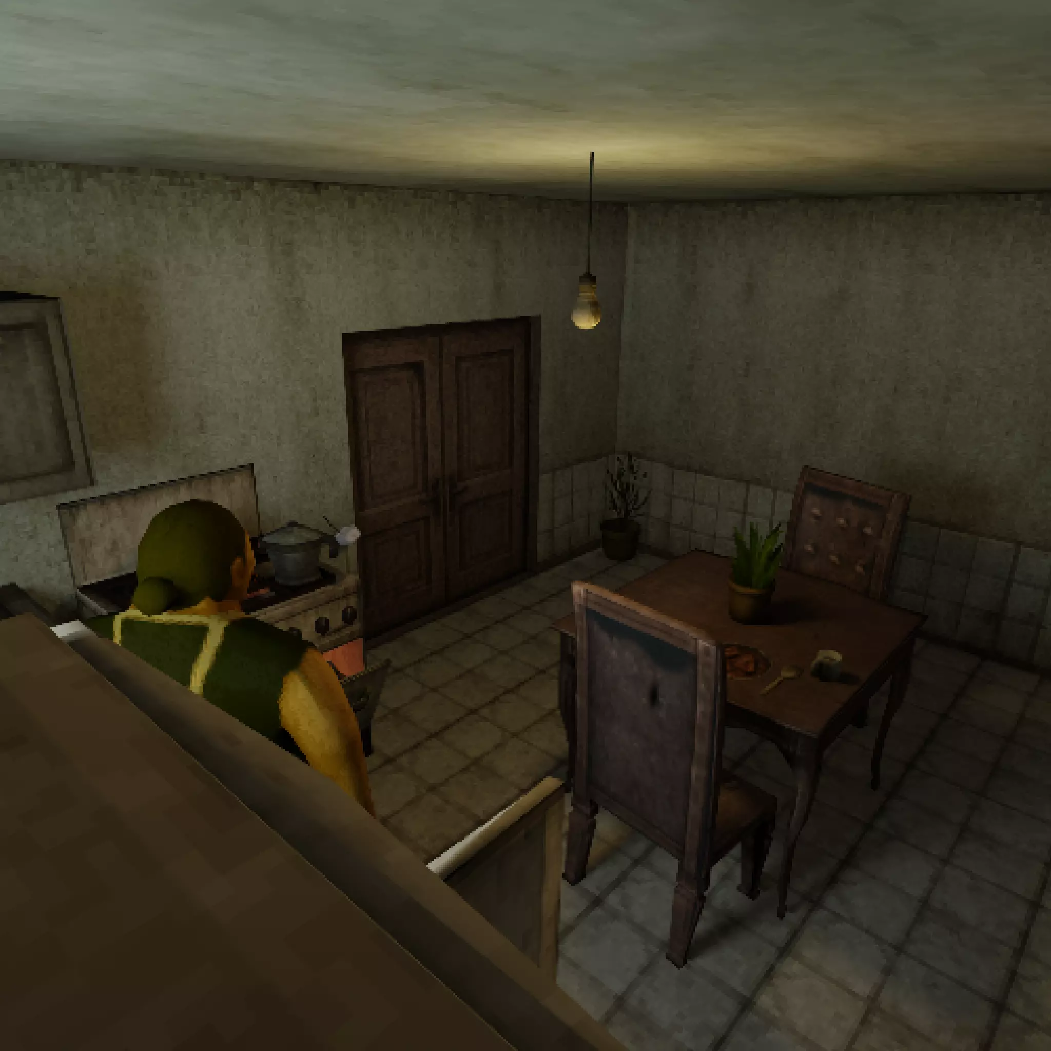 Low Poly PS1 Retro Horror Kitchen Scene FBX OBJ GLB Low-poly 3D model_5