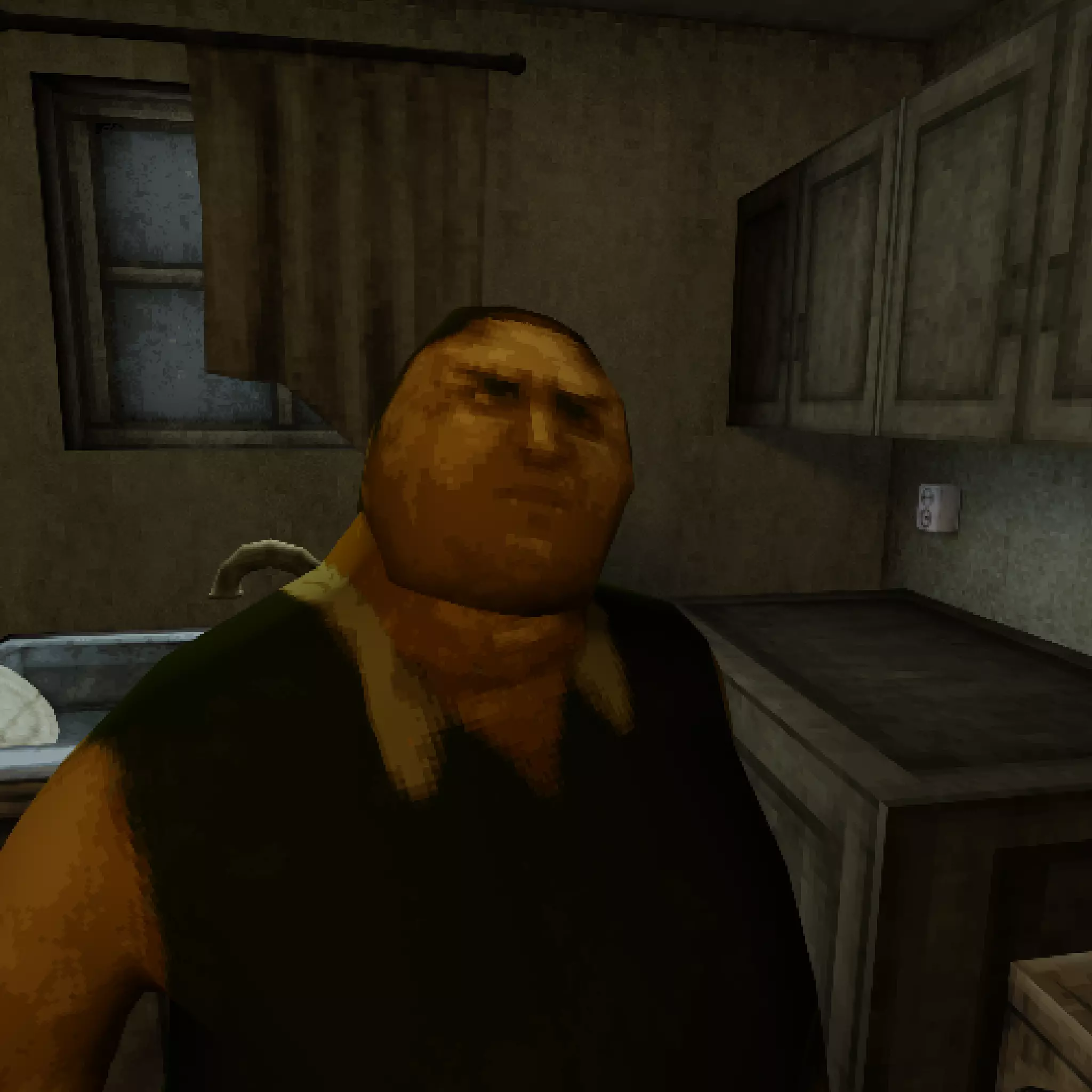 Low Poly PS1 Retro Horror Kitchen Scene FBX OBJ GLB Low-poly 3D model_6