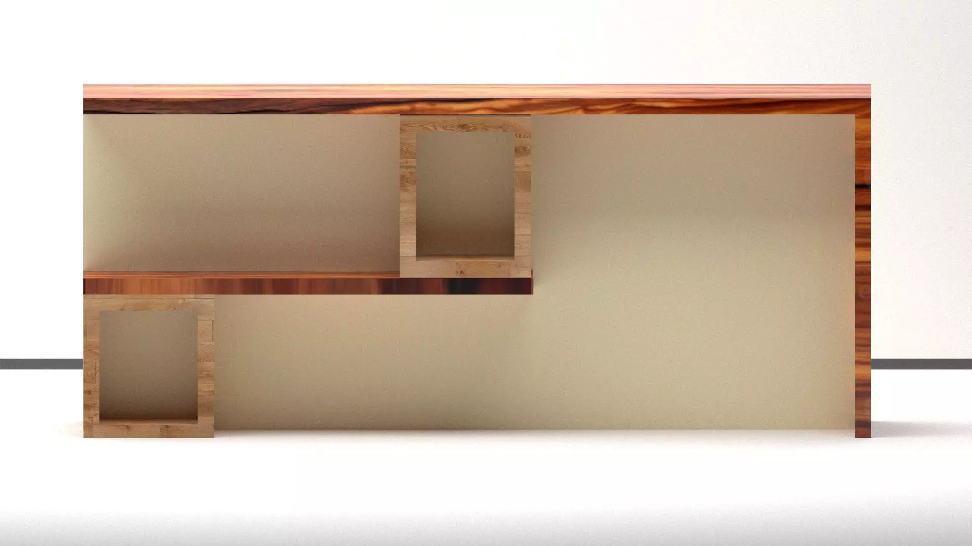 Modern Wooden Console Table with Open Storage Shelves 3D model_1