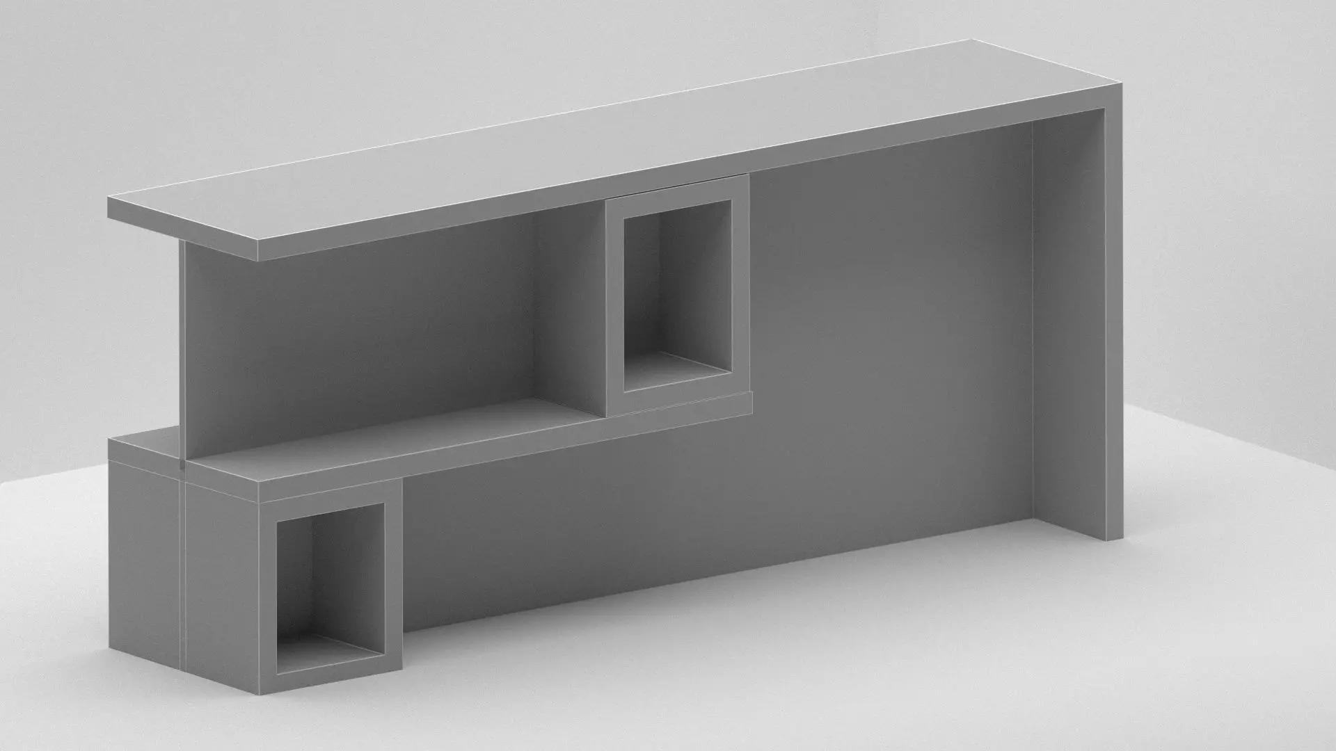 Modern Wooden Console Table with Open Storage Shelves 3D model_5