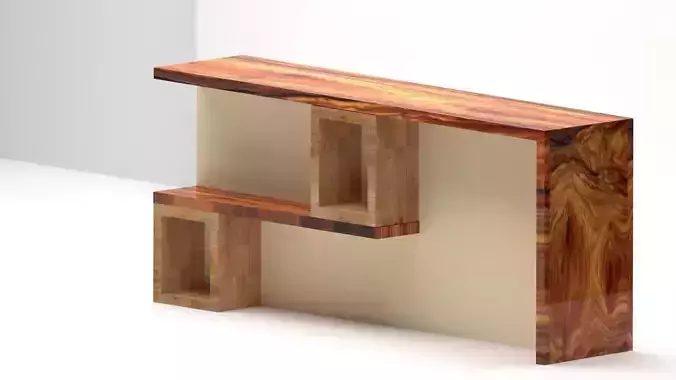 Modern Wooden Console Table with Open Storage Shelves