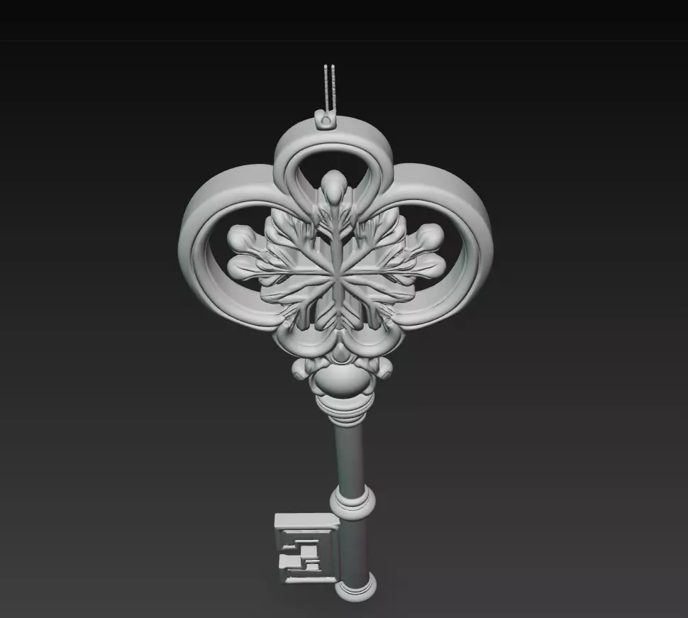 Golden Star Key - Luxurious Fantasy Ornament 3D Model 3D print model_7