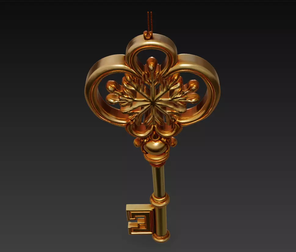 Golden Star Key - Luxurious Fantasy Ornament 3D Model 3D print model_2