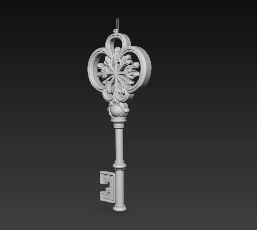 Golden Star Key - Luxurious Fantasy Ornament 3D Model 3D print model_5