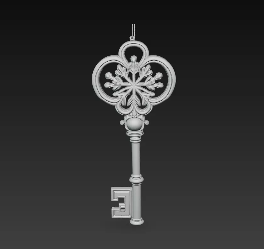 Golden Star Key - Luxurious Fantasy Ornament 3D Model 3D print model_4