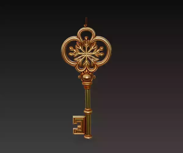 Golden Star Key - Luxurious Fantasy Ornament 3D Model 3D print model Golden Star Key - Luxurious Fantasy Ornament 3D Model 3D print model