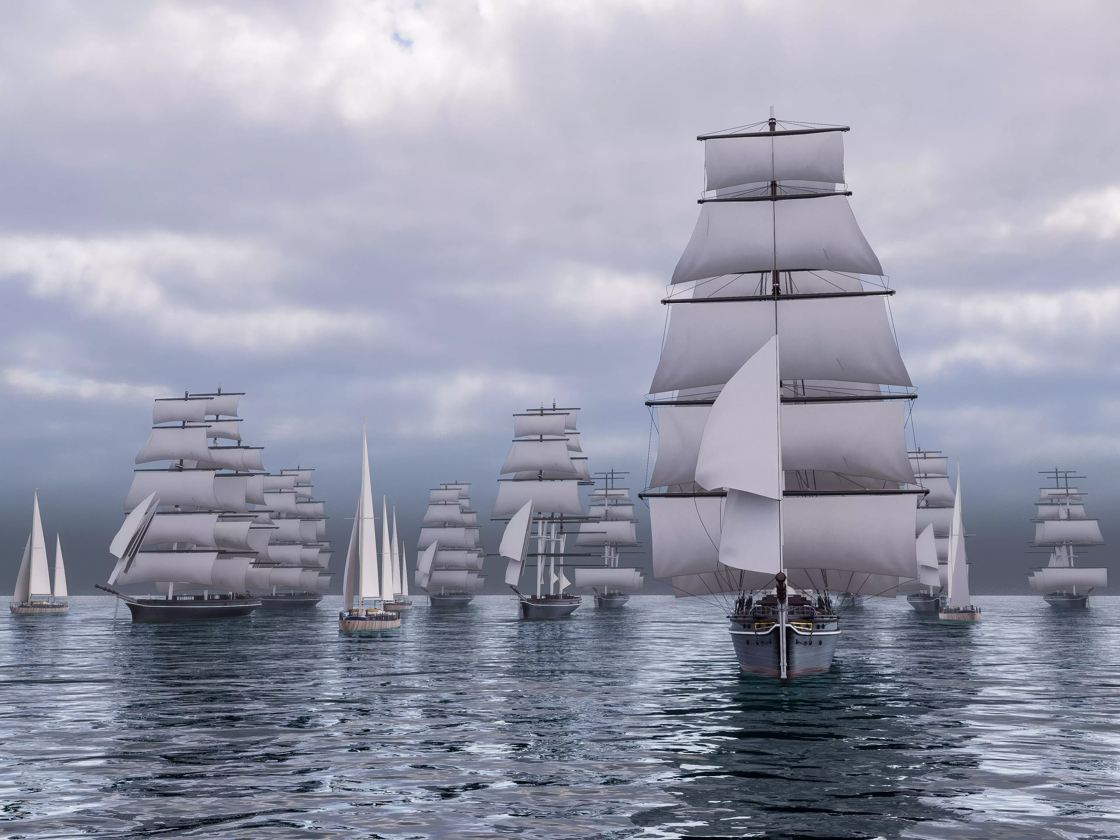 Sea Sailing ships 3D model_0