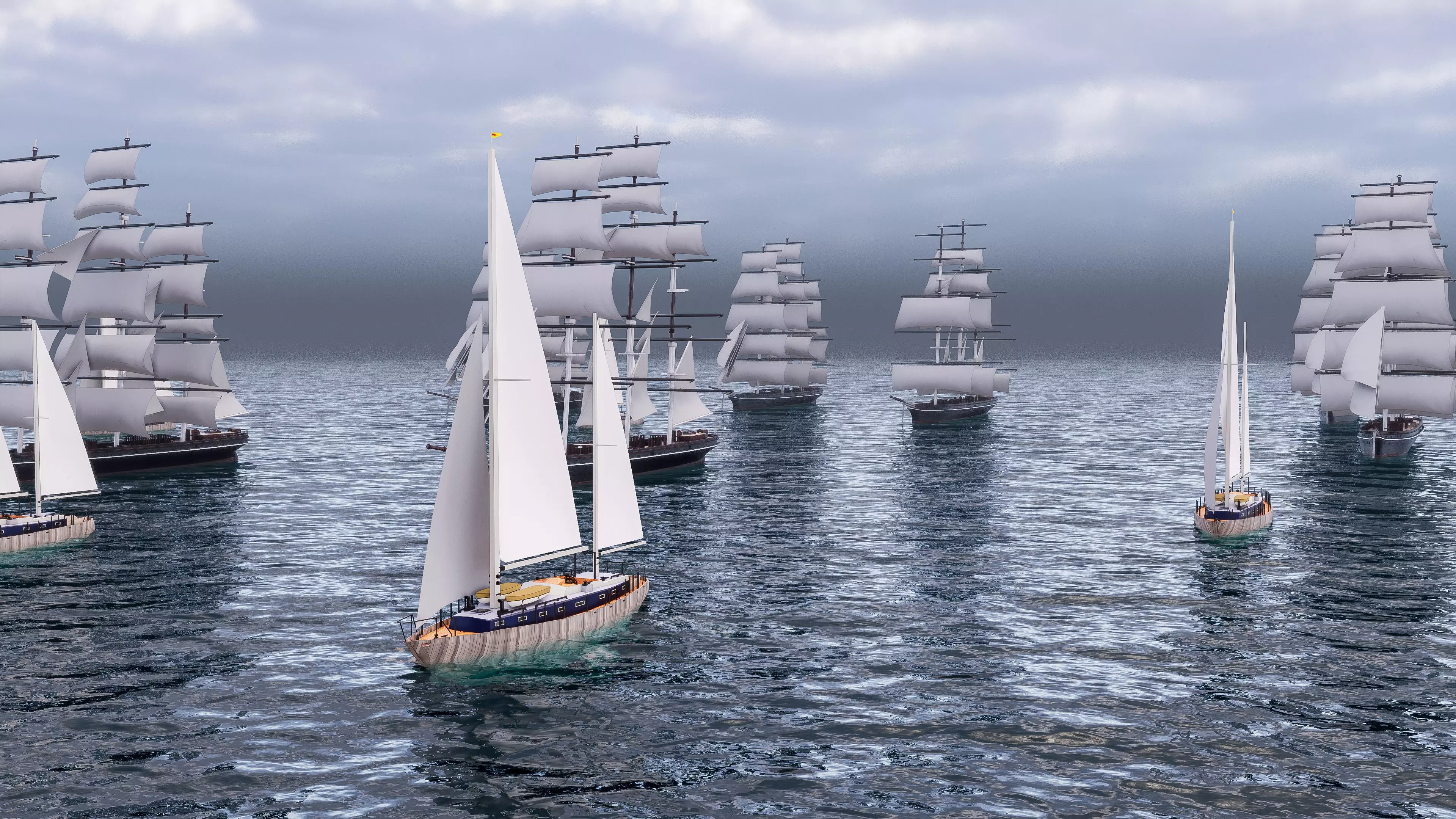 Sea Sailing ships 3D model_9