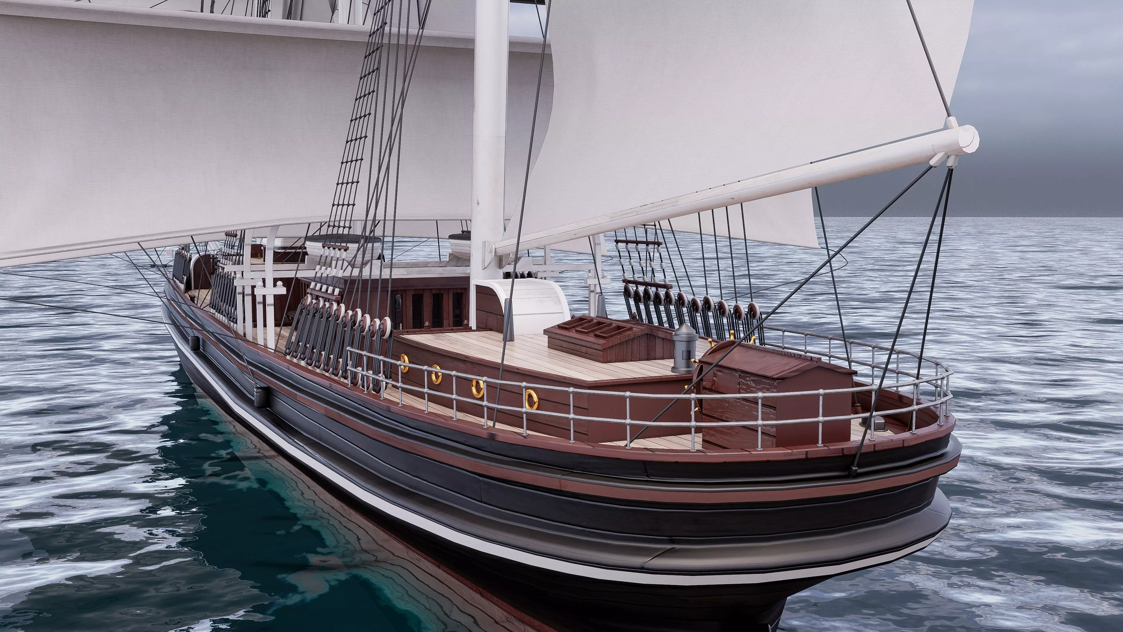 Sea Sailing ships 3D model_3