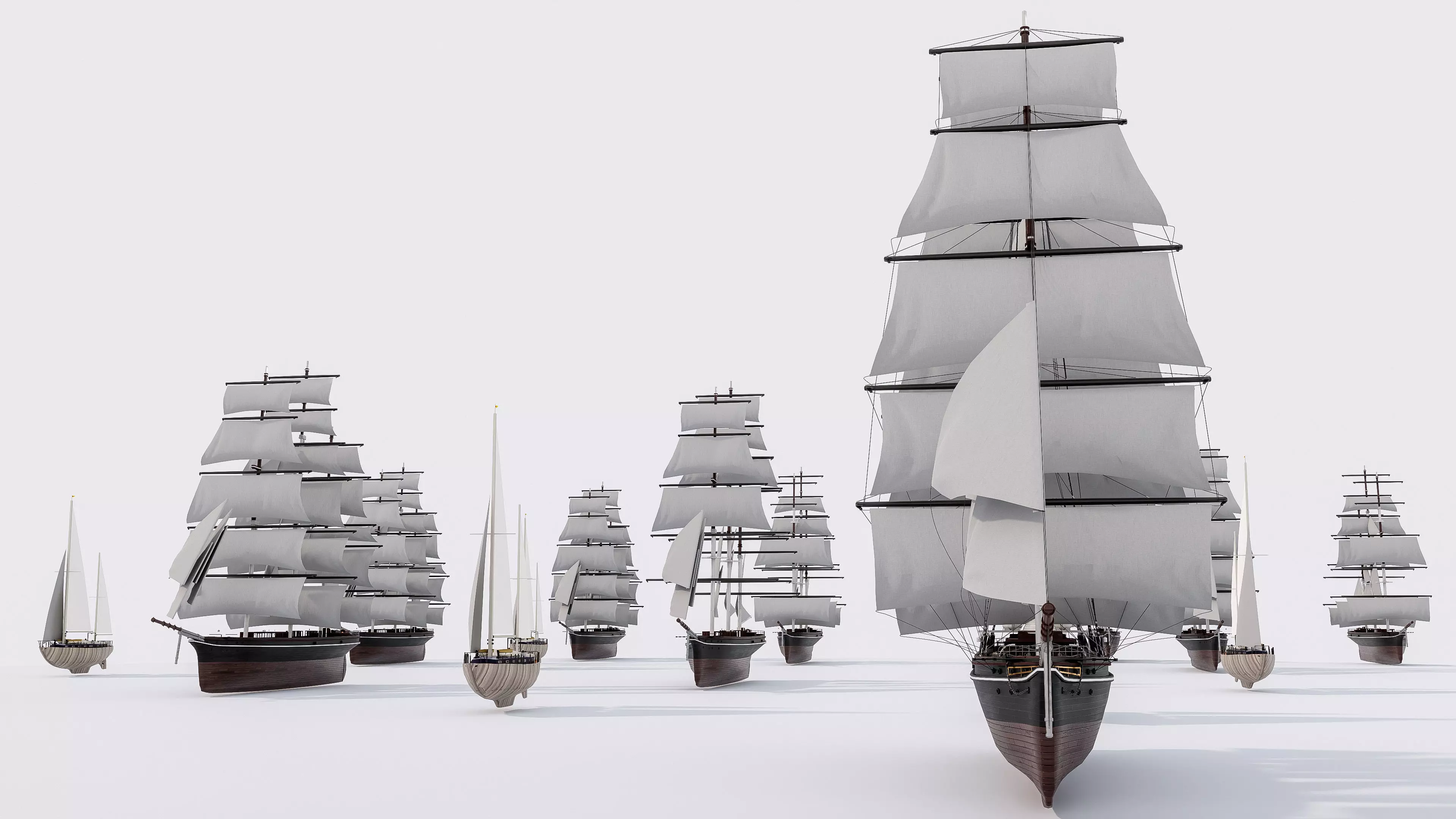 Sea Sailing ships 3D model_2