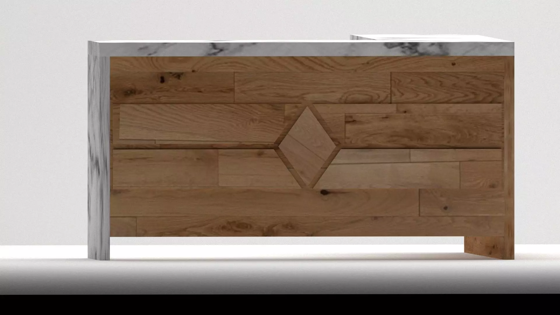 Modern Wooden Office Table with Marble Top 3D model_1