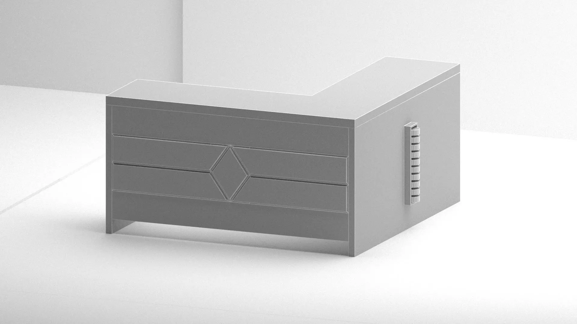 Modern Wooden Office Table with Marble Top 3D model_5