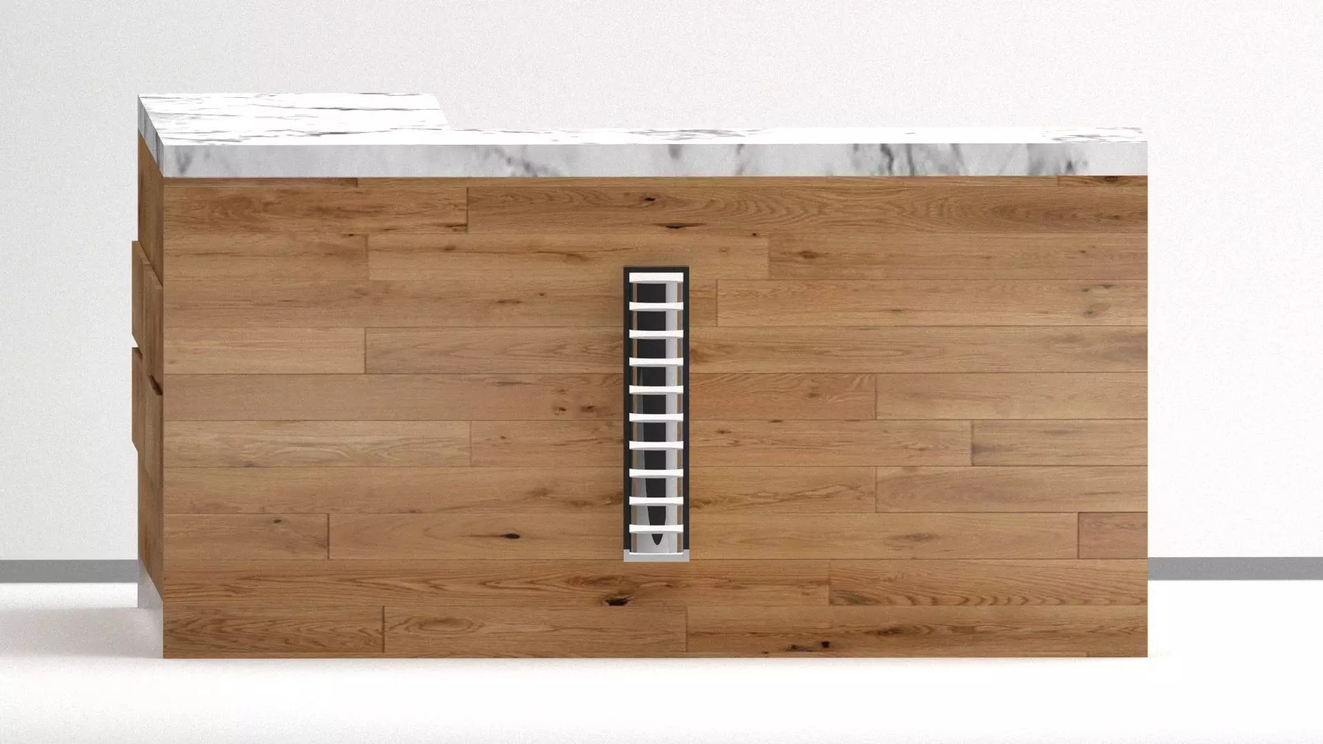 Modern Wooden Office Table with Marble Top 3D model_2