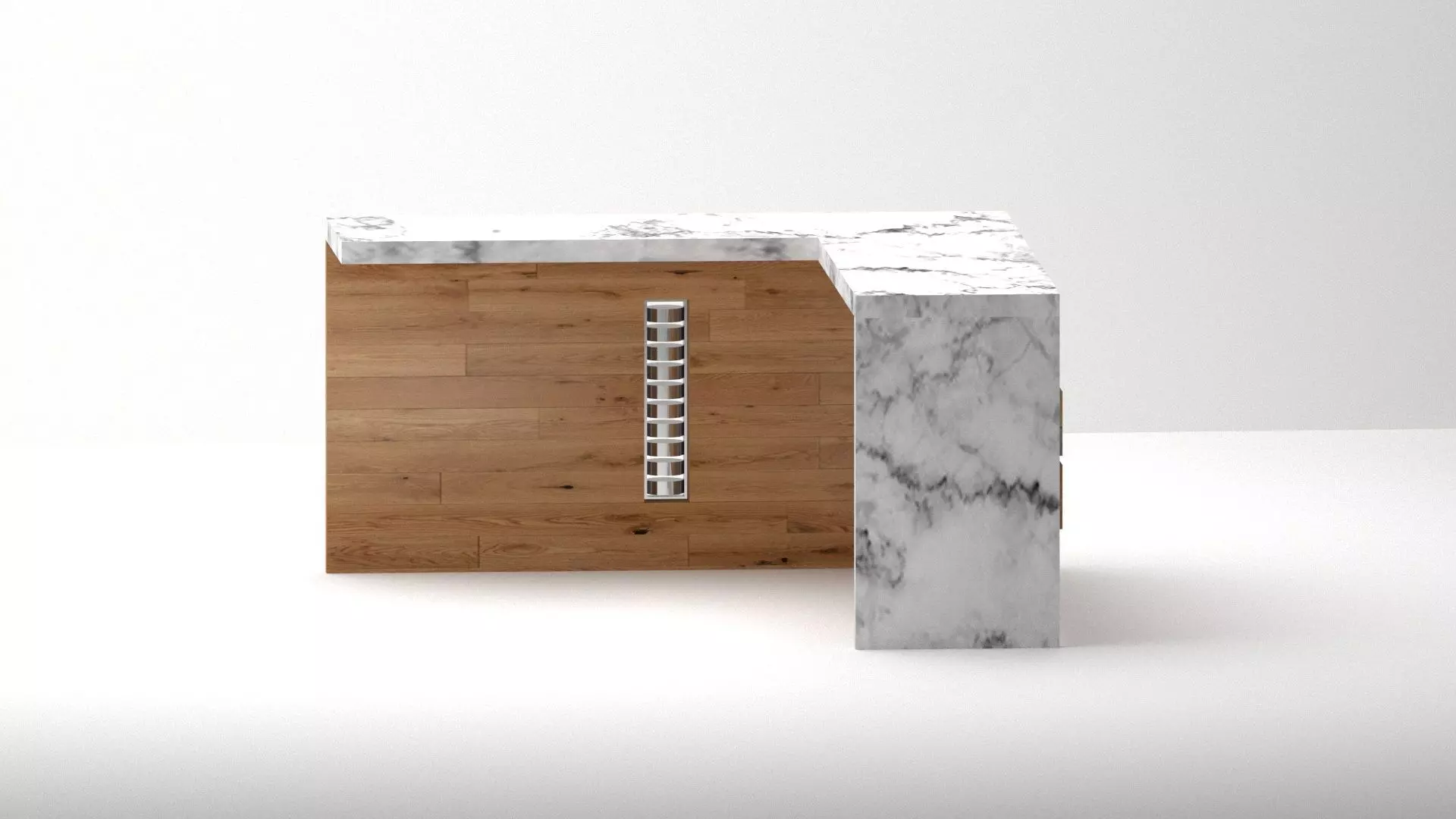 Modern Wooden Office Table with Marble Top 3D model_3