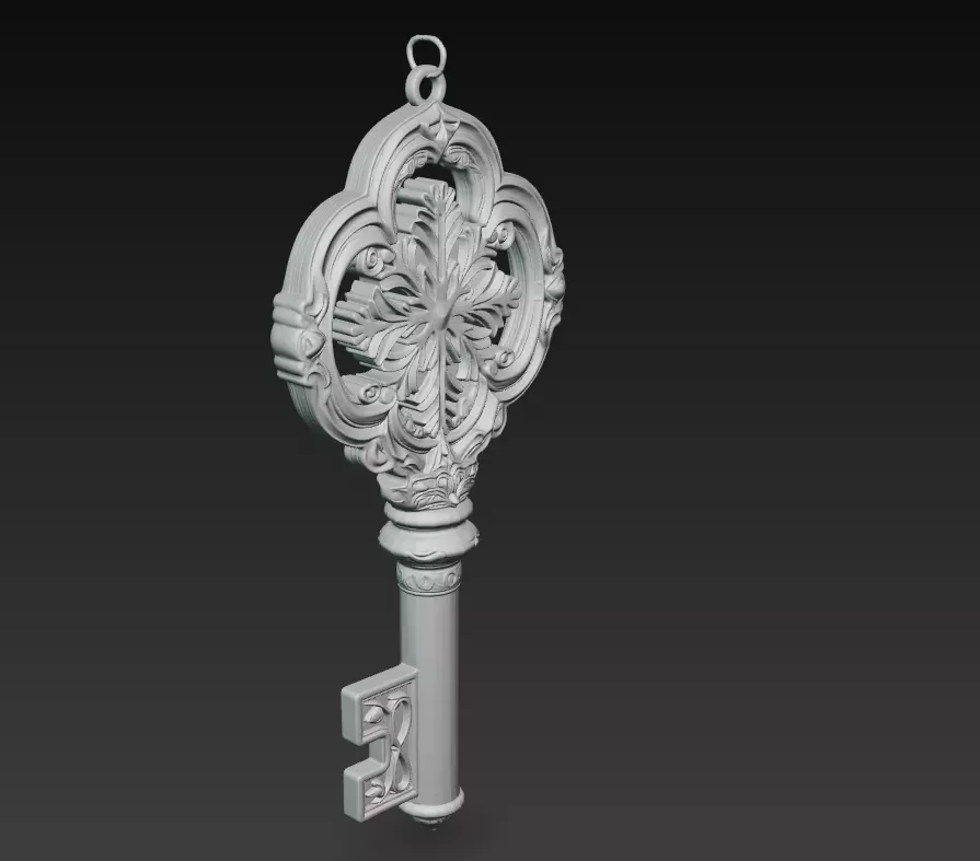 Silver Snow Cross Key - Ornamental Fantasy 3D Model 3D print model_5