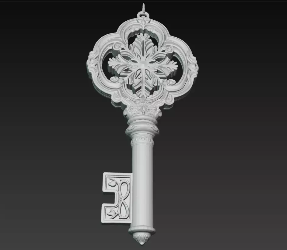 Silver Snow Cross Key - Ornamental Fantasy 3D Model 3D print model_6