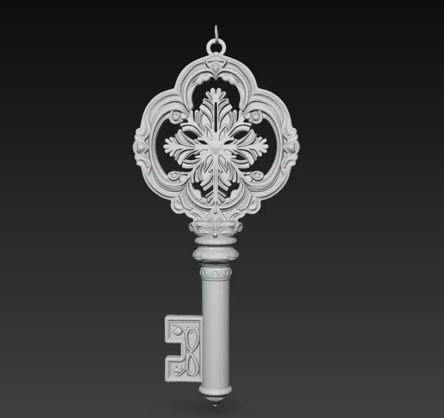 Silver Snow Cross Key - Ornamental Fantasy 3D Model 3D print model_7