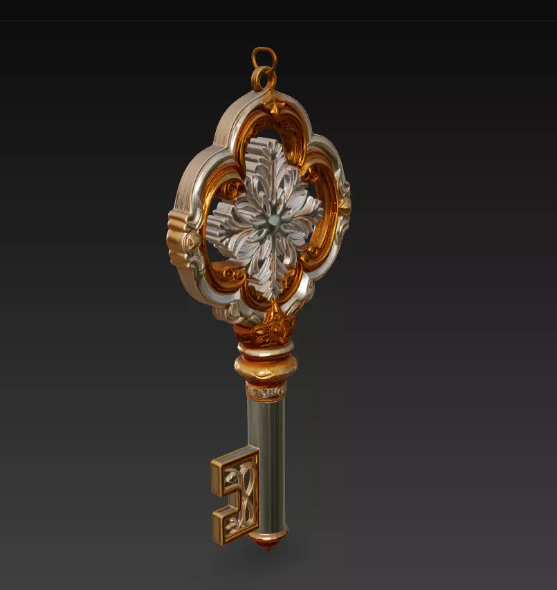 Silver Snow Cross Key - Ornamental Fantasy 3D Model 3D print model_2