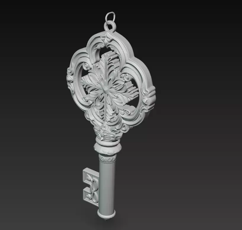 Silver Snow Cross Key - Ornamental Fantasy 3D Model 3D print model_4