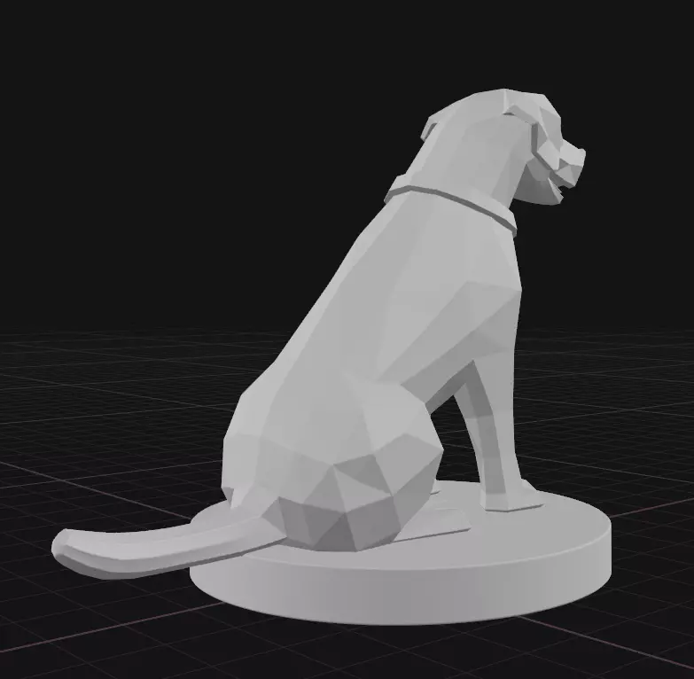 low poly dog Sculpture 3D print model_3