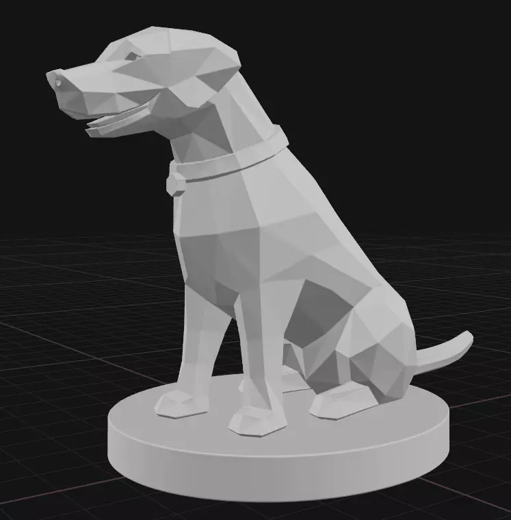 low poly dog Sculpture 3D print model_2