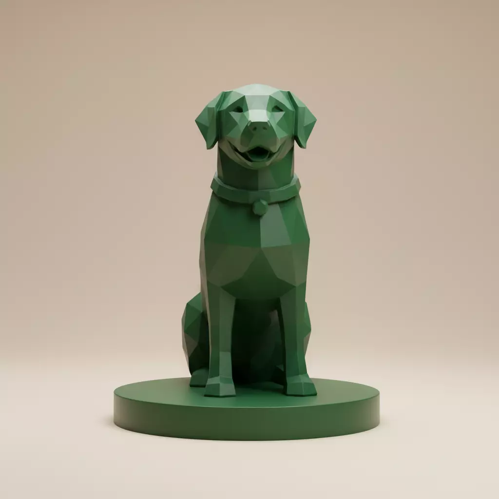 low poly dog Sculpture 3D print model_0