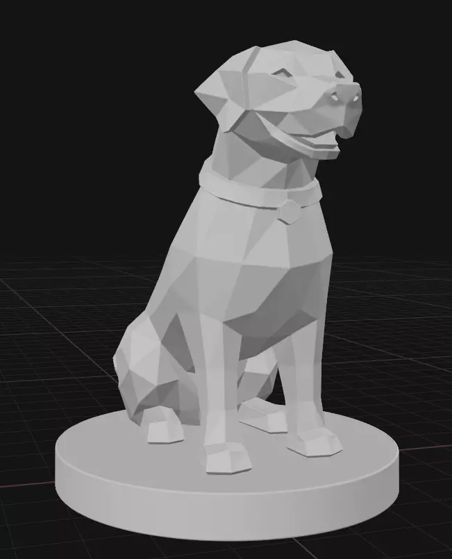 low poly dog Sculpture 3D print model_1