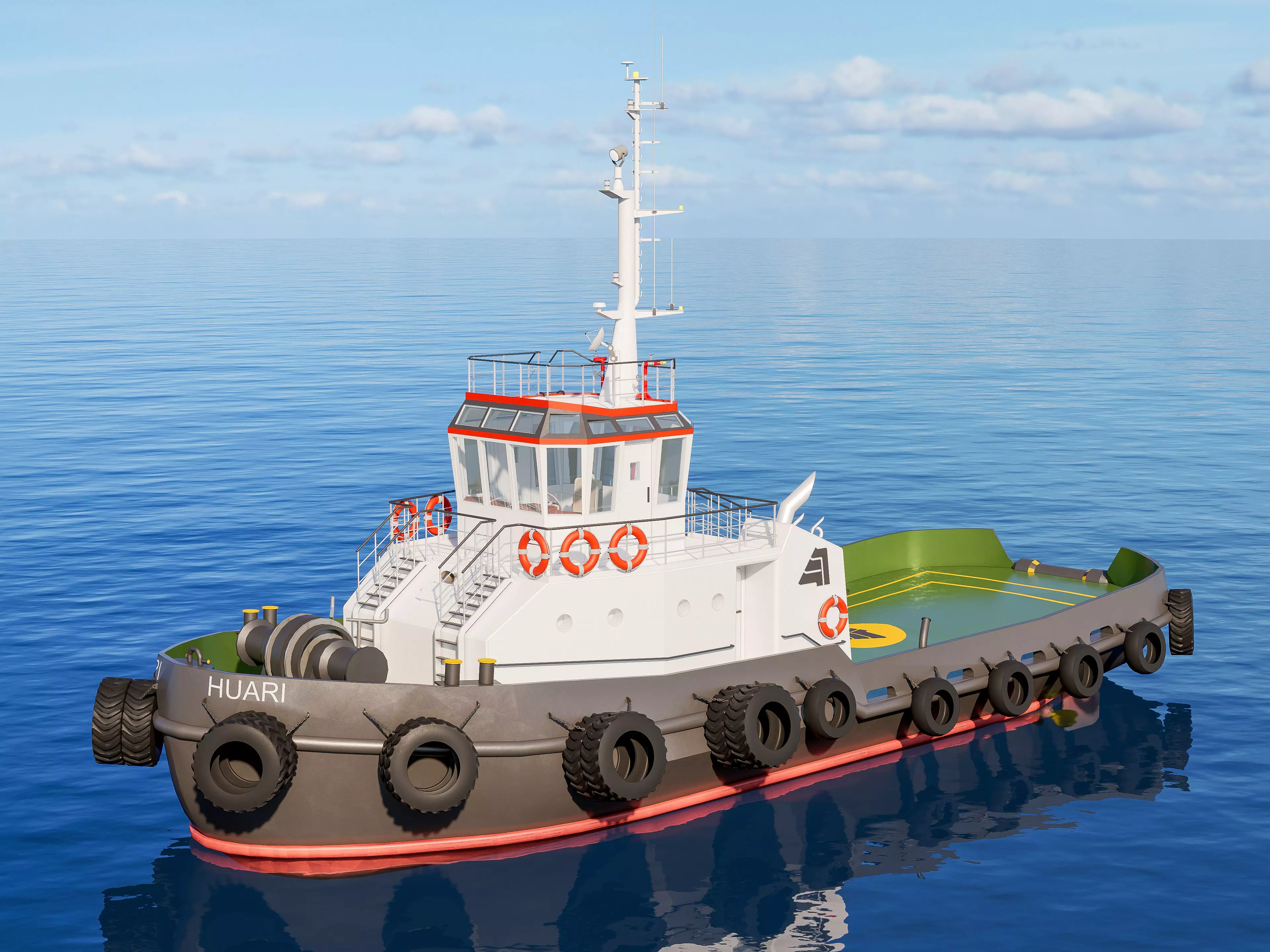Tugboat workboat 3D model_0