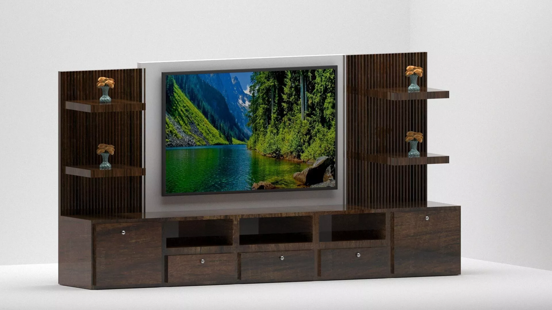Modern Wooden TV Unit 3D model