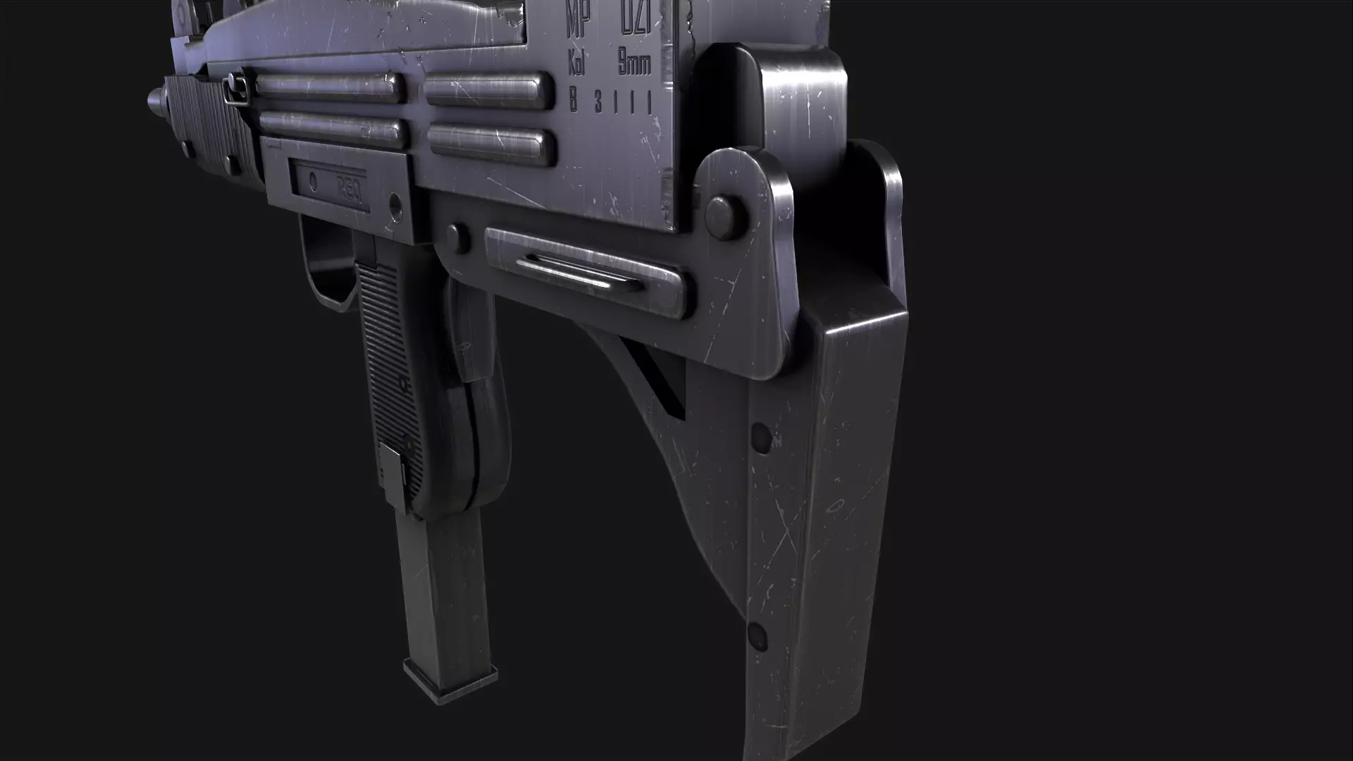 UZI Submachine Gun Low-poly 3D model_9