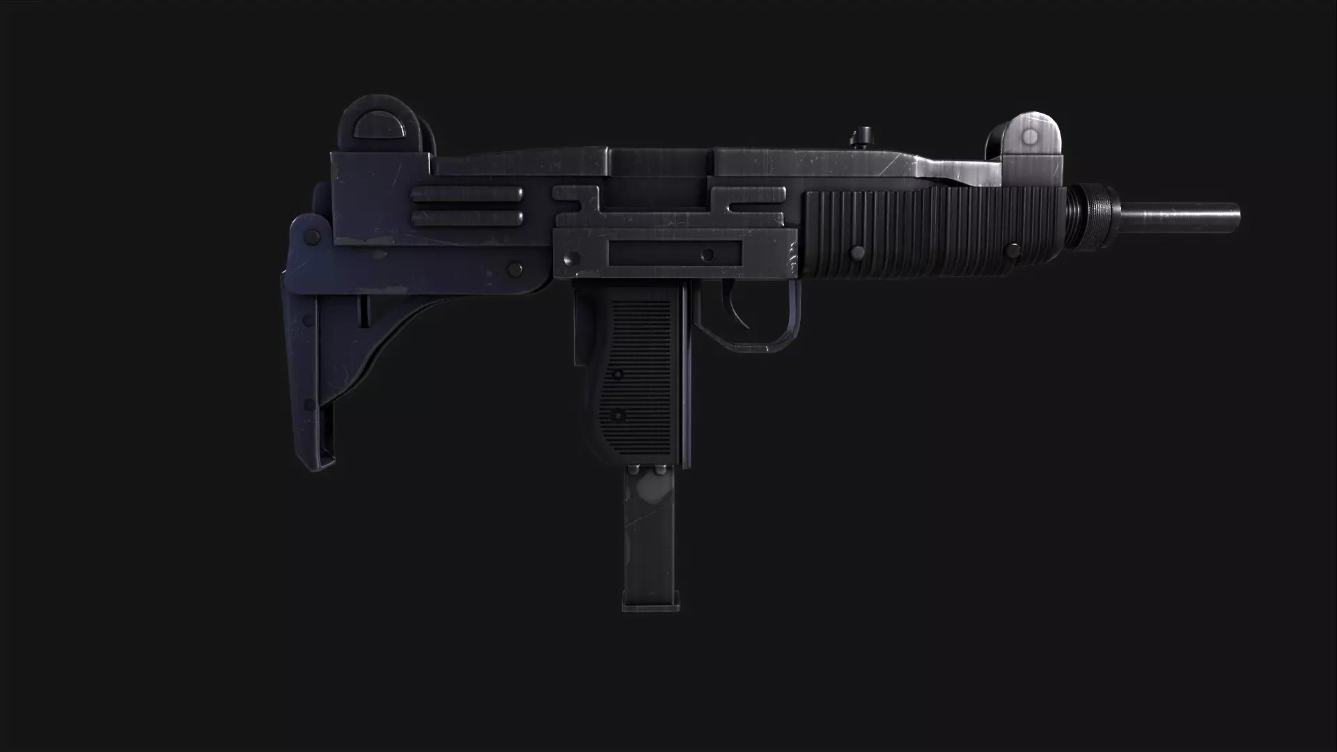UZI Submachine Gun Low-poly 3D model_0