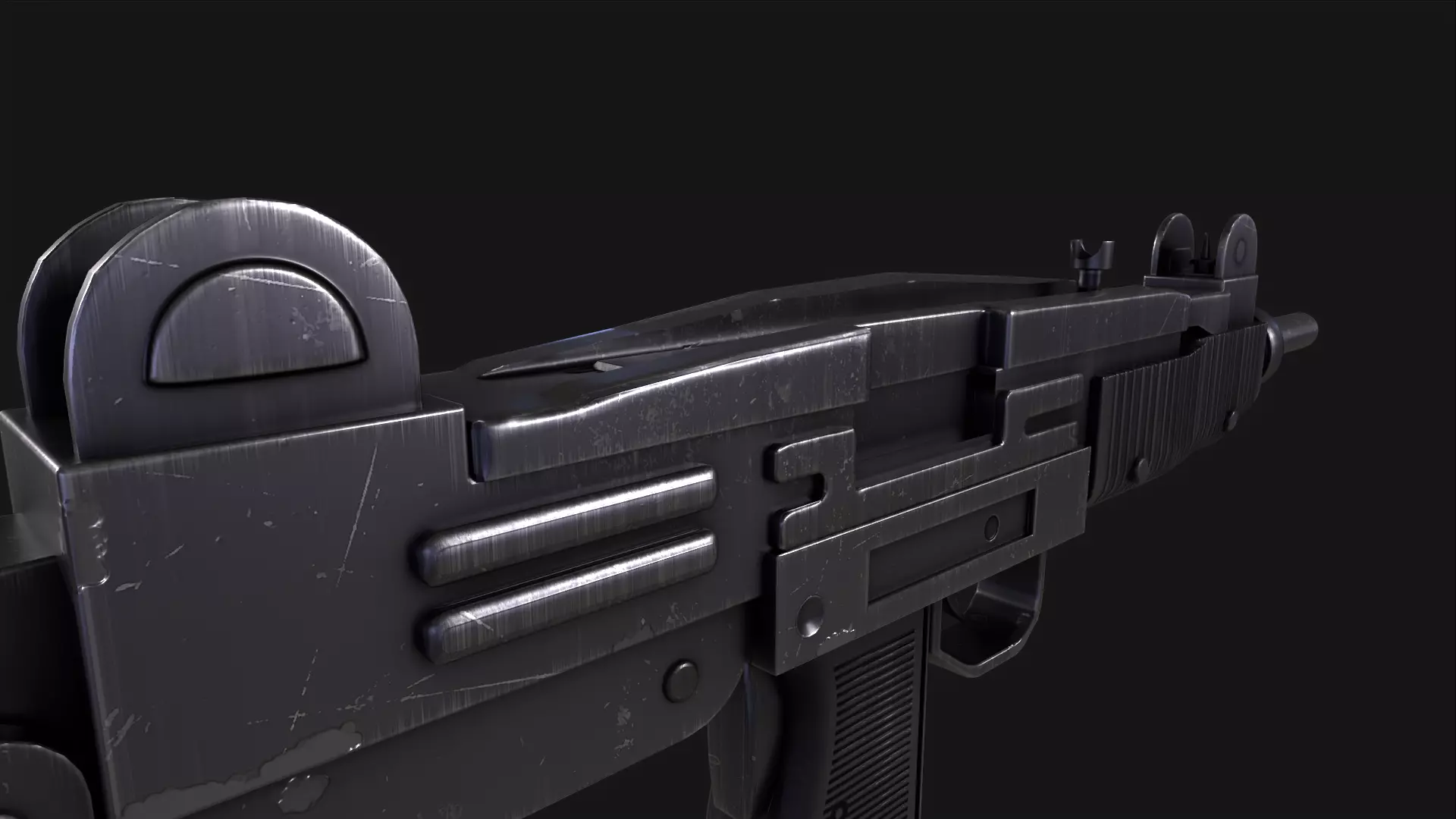 UZI Submachine Gun Low-poly 3D model_10