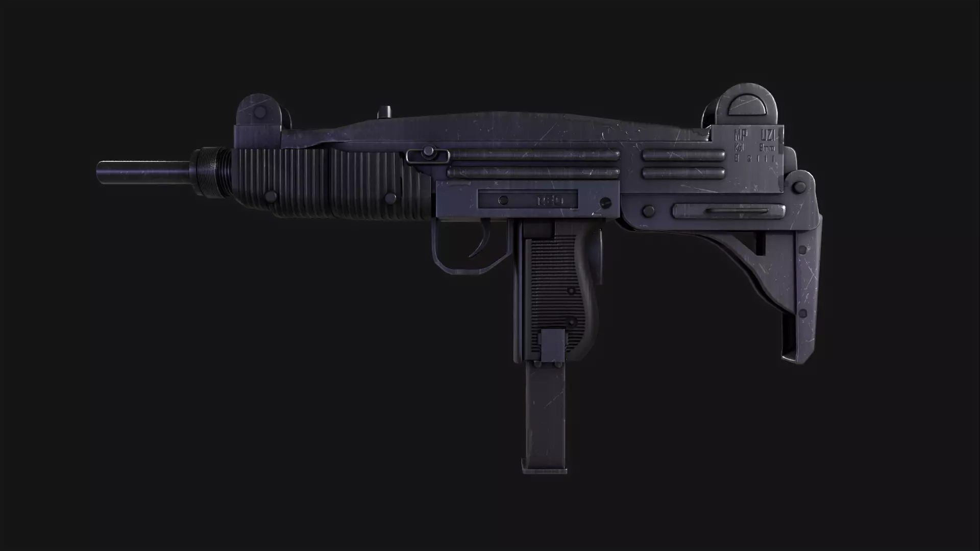 UZI Submachine Gun Low-poly 3D model_2