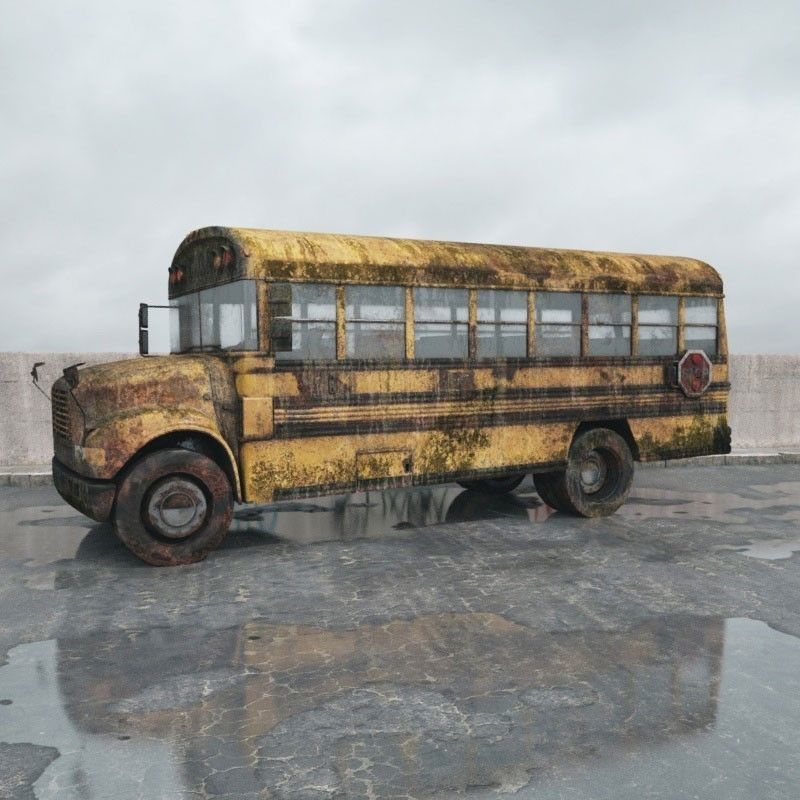 destroyed bus 004 am165 3D model_1