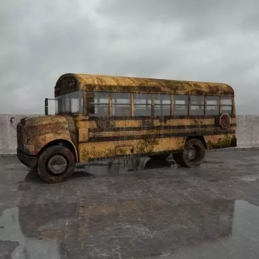 destroyed bus 004 am165 3D model_0