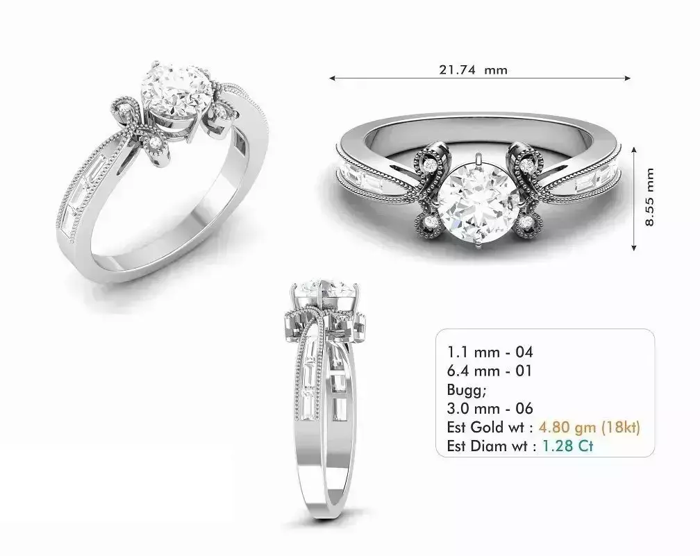 Diamond Women Gold Ring Free 3D print model