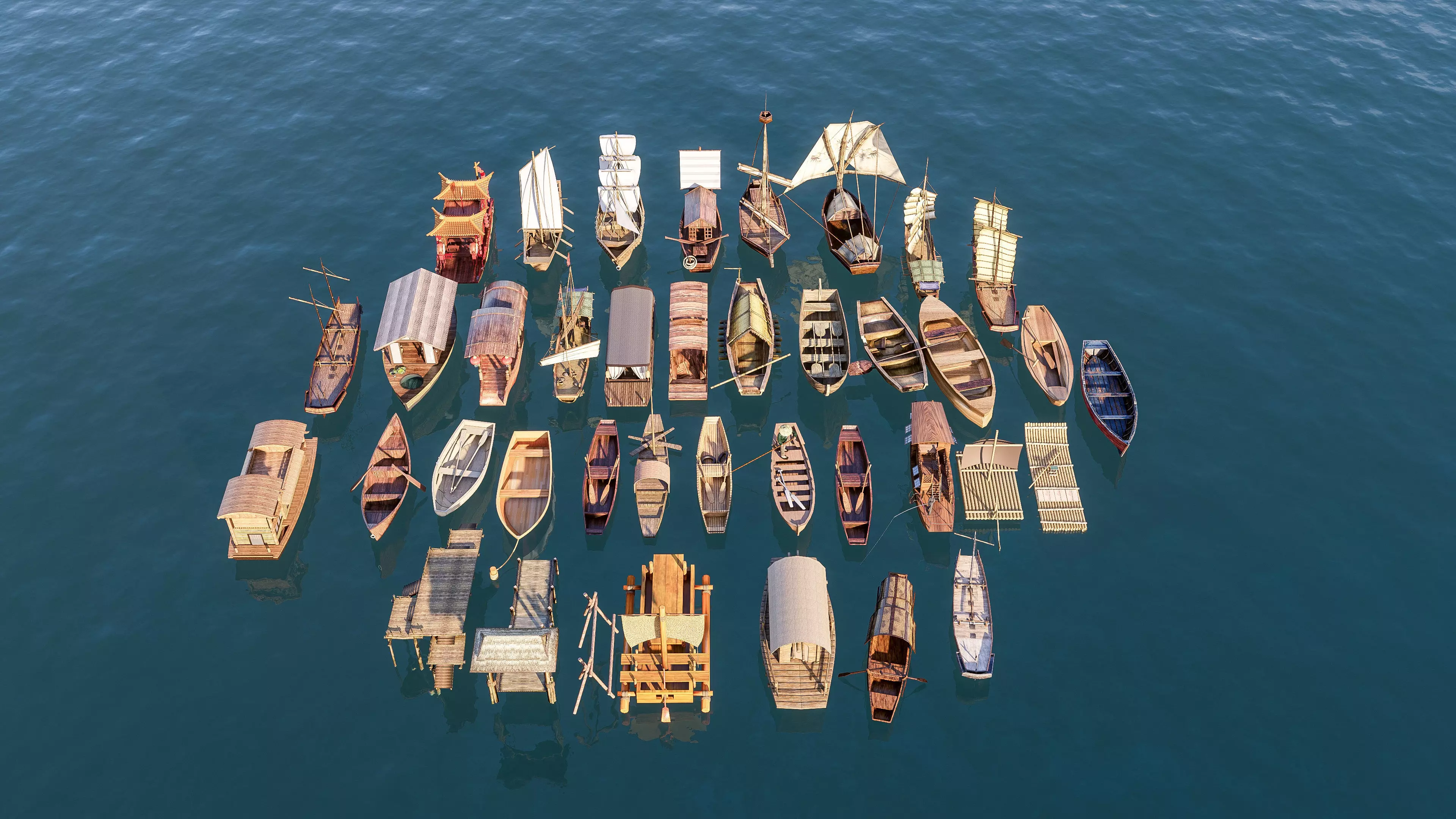 Wooden boat collection 1 Low-poly 3D model_20