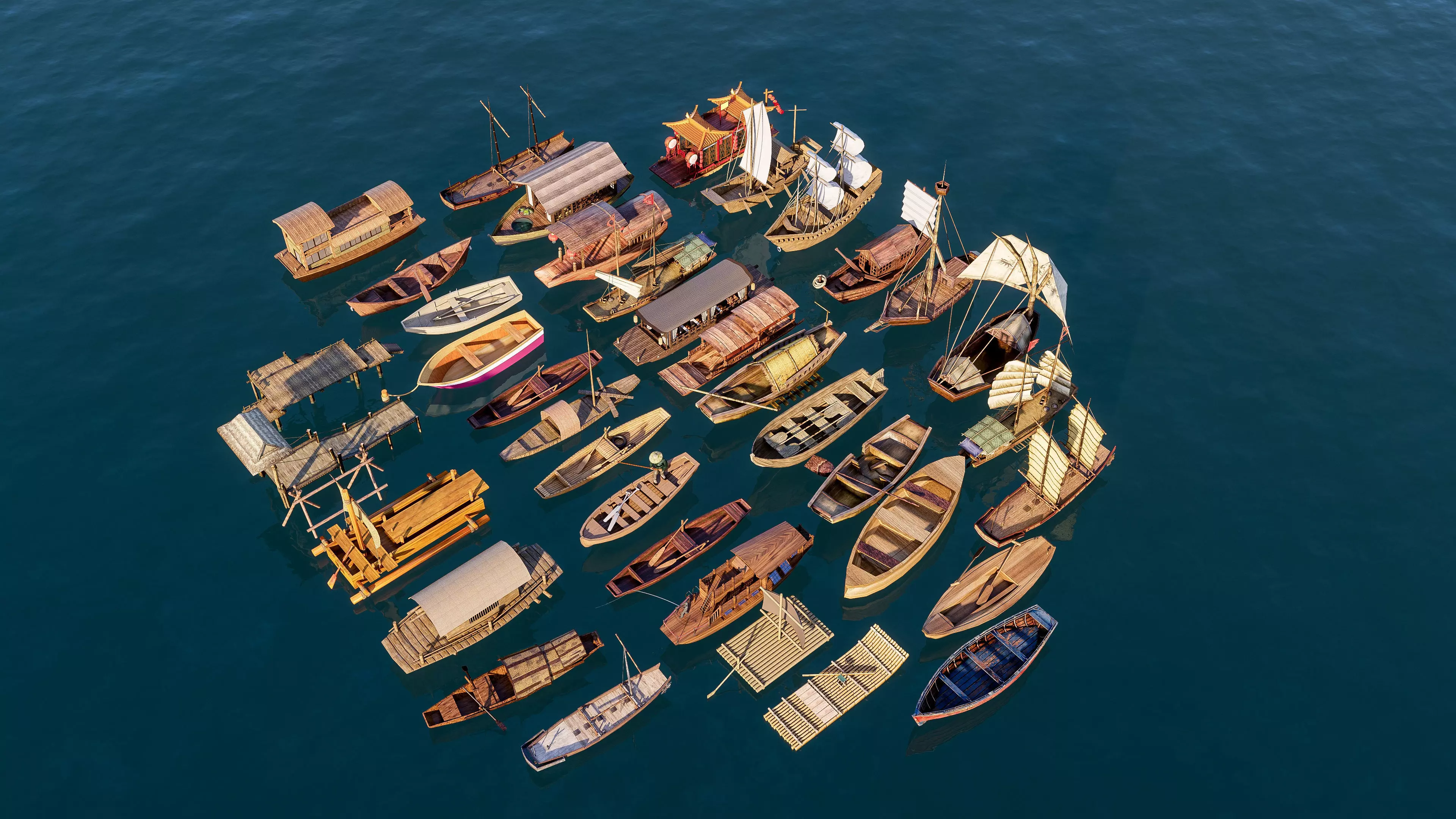 Wooden boat collection 1 Low-poly 3D model_19